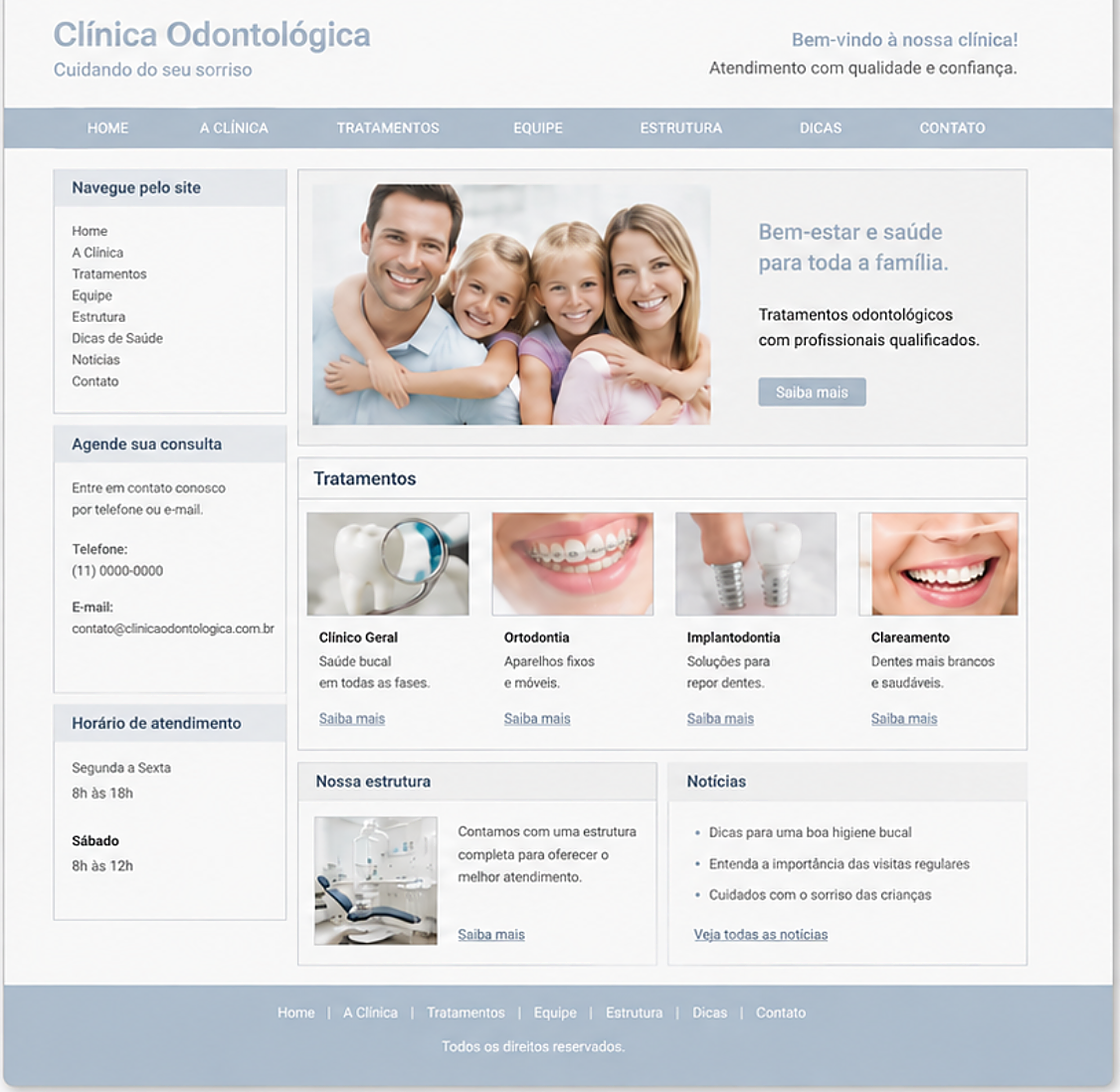 Site antigo da clínica odontológica, antes da Vello